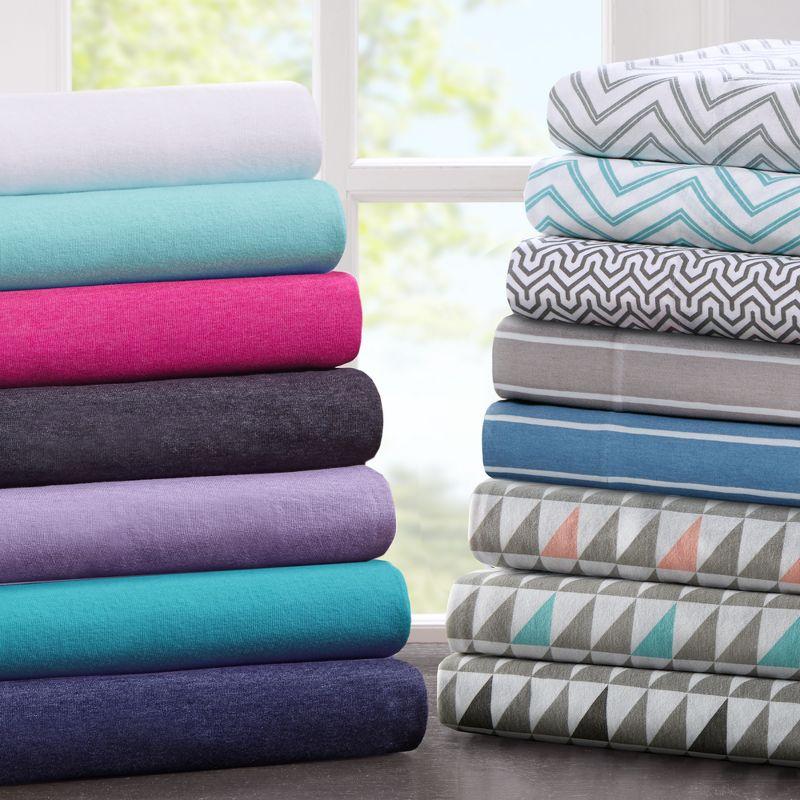 Teal Twin Jersey Knit Polyester Sheet Set