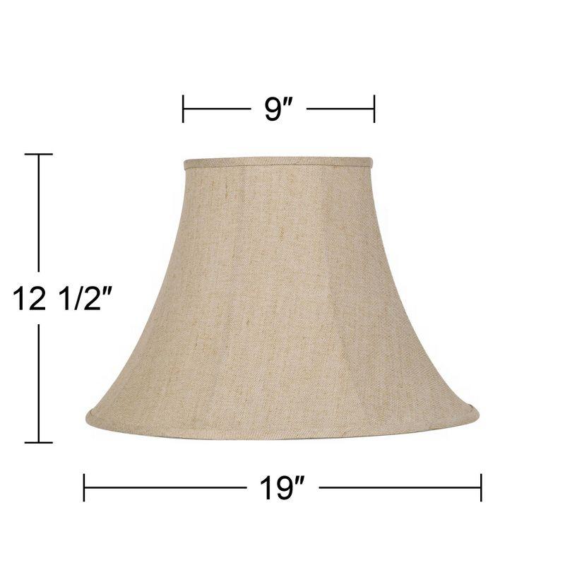 Beige Linen Large Bell Lamp Shade with Harp and Finial