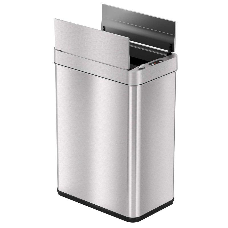 Silver Stainless Steel Touchless Motion Sensor Trash Can with Pet Lock