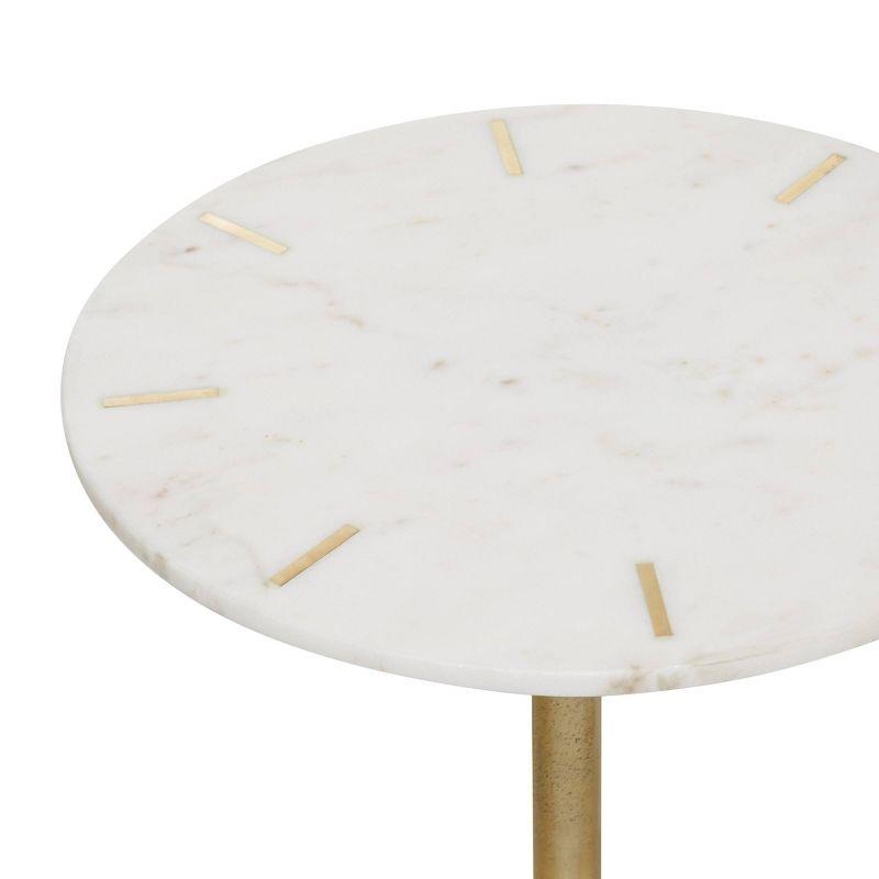 Elegant Round White Marble & Gold Metal Accent Table