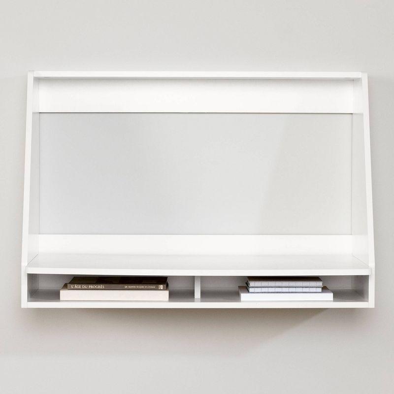 Interface Wall Mount Desk Pure White - South Shore: Sturdy Floating Workstation, Compact Design, Open Storage Shelf