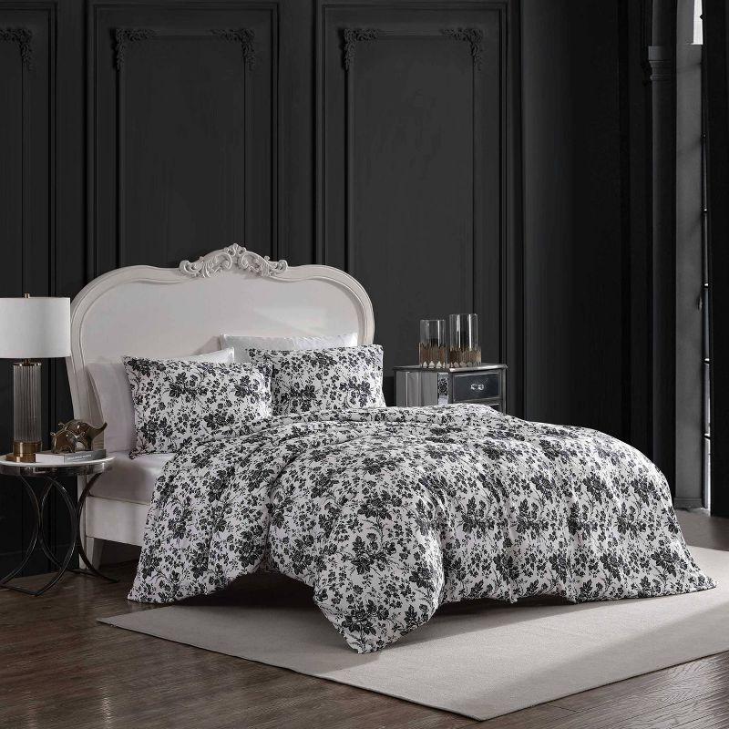 Betsey Johnson Betseys Toile Reversible Black Duvet Cover Set