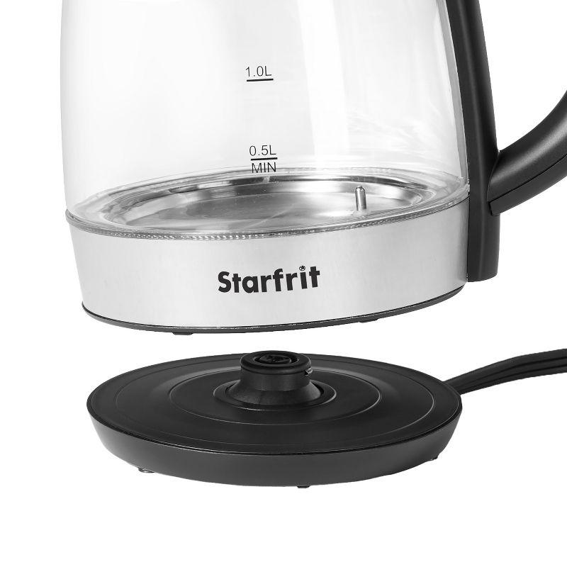 Starfrit 1.7-Liter 1,500-Watt Glass Electric Kettle with Variable Temperature Control in Black