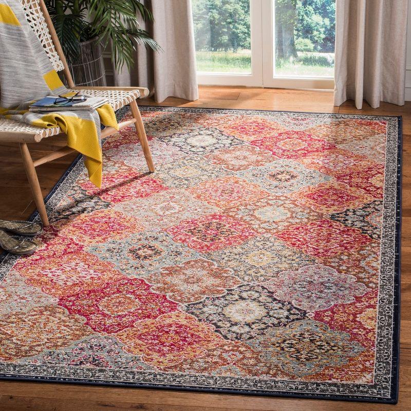 Montage MTG281 Power Loomed Indoor/Outdoor Accent Rug - Red/Aqua - 3'x5' - Safavieh