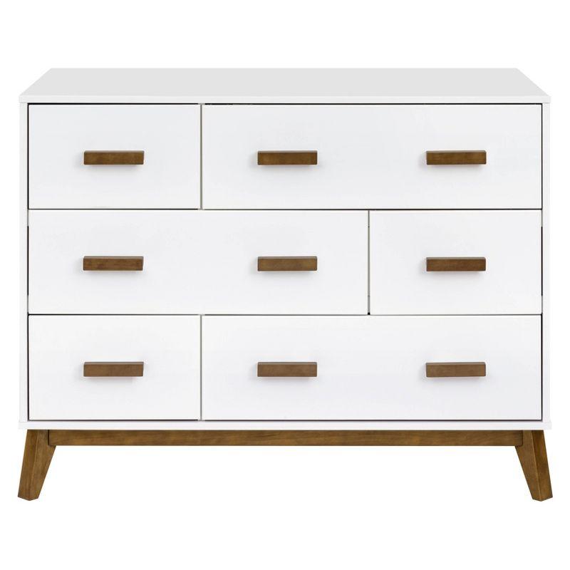 Babyletto Scoot 6 Drawer Dresser - White/Natural Walnut