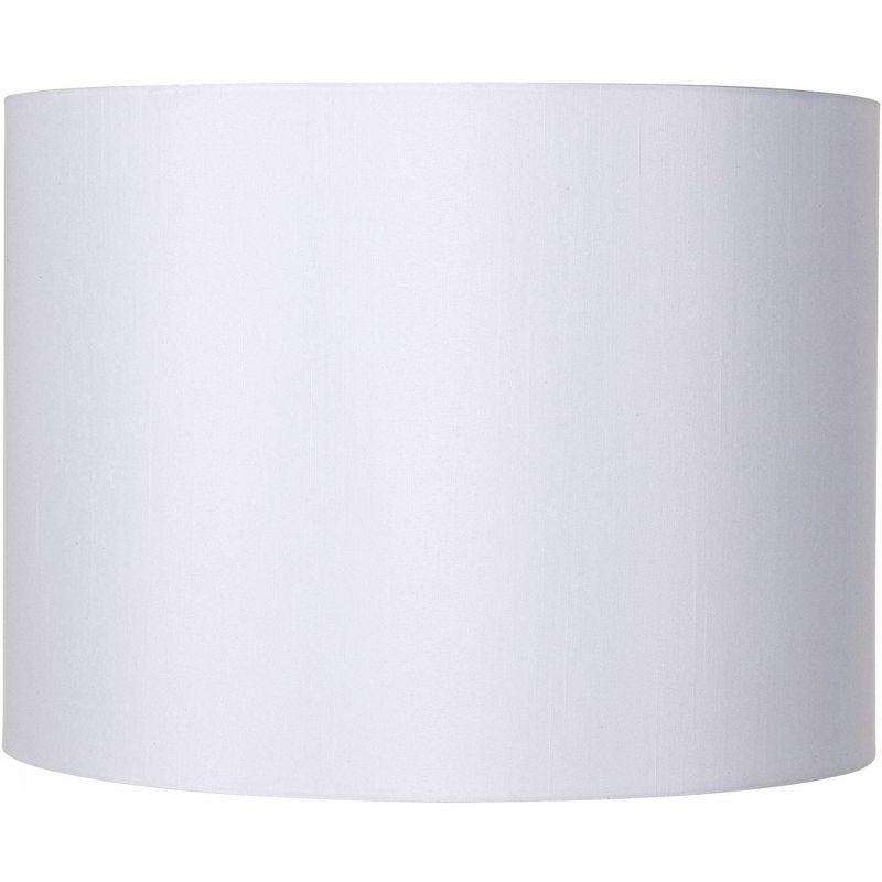 Springcrest White Hardback Medium Drum Lamp Shade 16" Top x 16" Bottom x 12" High (Spider) Replacement with Harp and Finial