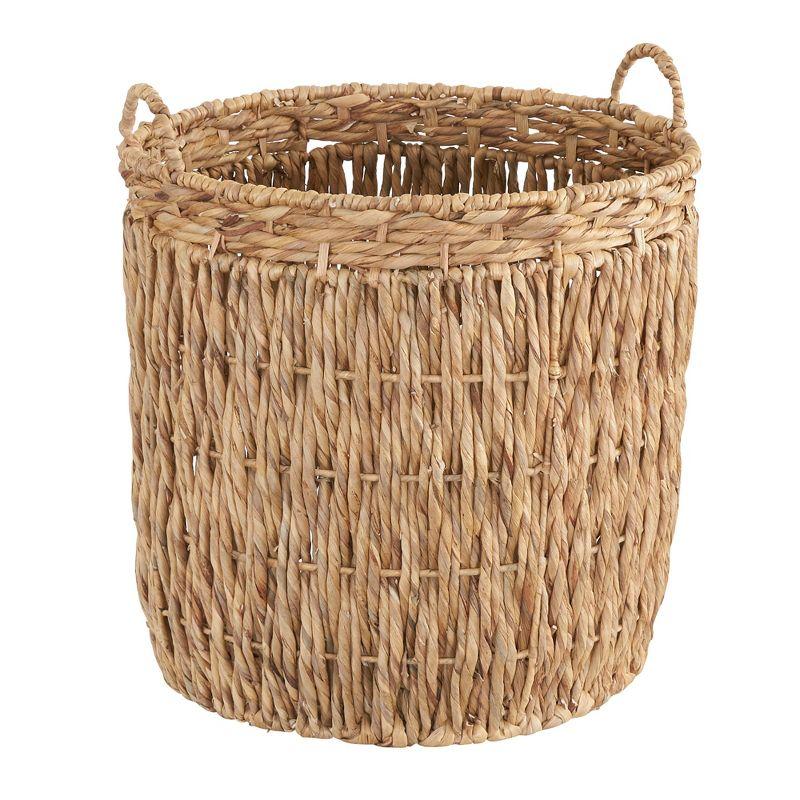 Tall Wicker Floor Basket, Woven Decorative Basket with Handles, Handmade, Great for Laundry and Storage, Natural