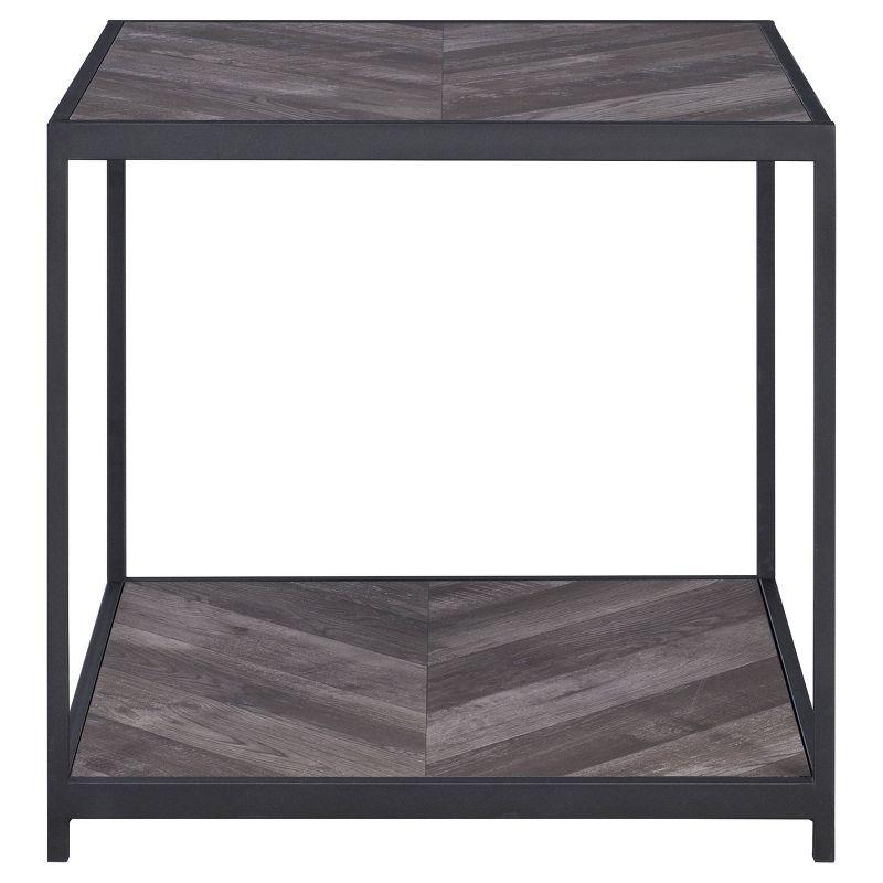 Beckley Wood End Table Gray Herringbone/Black - Coaster
