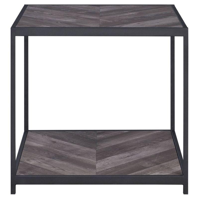 Beckley 23.5'' Square Rustic Grey Herringbone Wood & Metal End Table