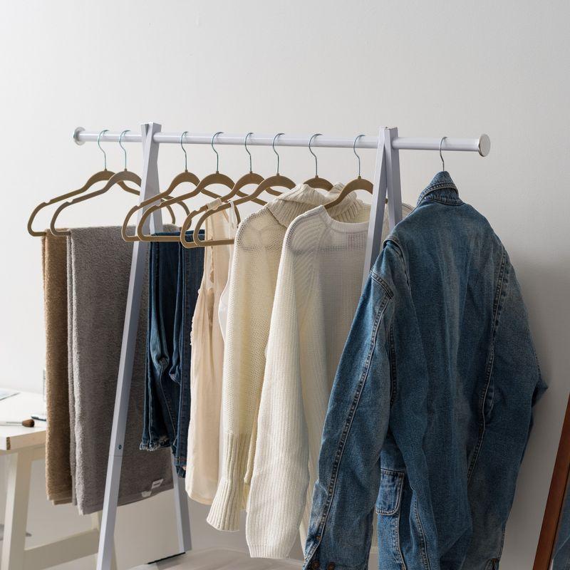 IRIS USA Clothes Rack for Hanging Clothes with Shelf, Freestanding Clothing Rack, White