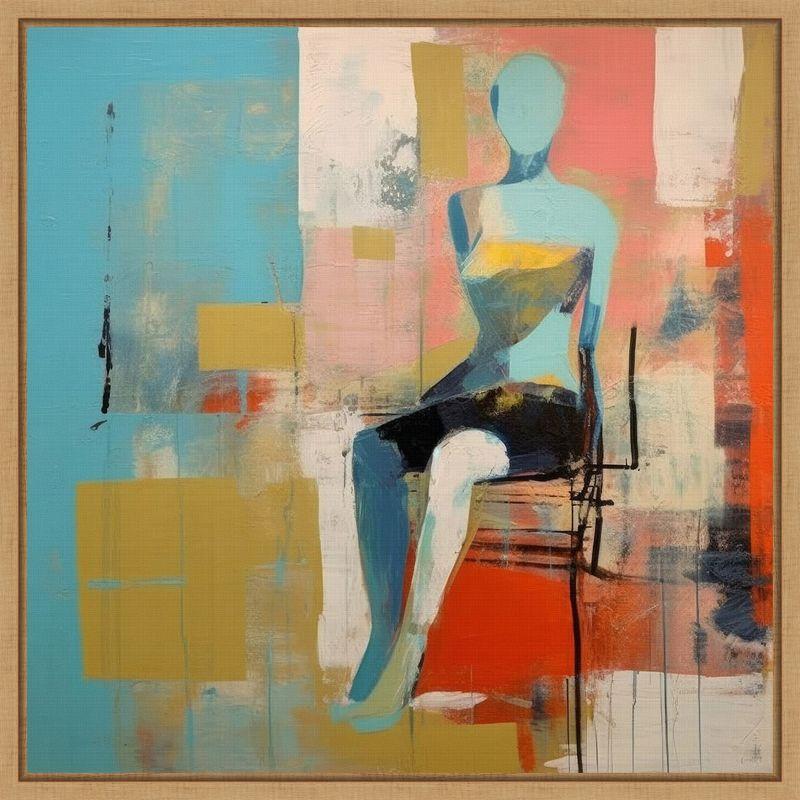 Vibrant Abstract Figurative Canvas Art in Warm Tones, 22x22