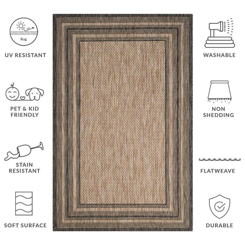 Courtyard CY8475 UV & Stain Resistant Non-Shedding Power Loomed Indoor/Outdoor Accent Rug - Natural/Black - 2'7"x5' - Safavieh
