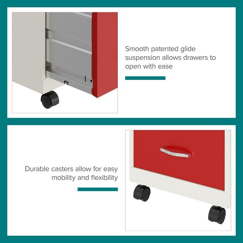 Space Solutions 18" Deep Letter Width Vertical File Cabinet - Pearl White and Red: 2 Drawer Steel, GreenGuard Certified