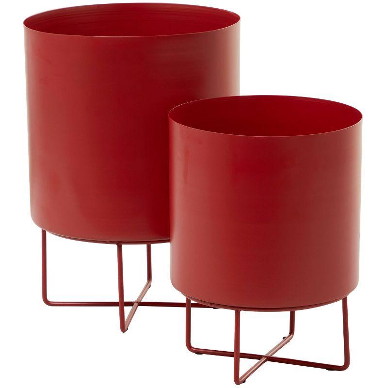 16.35" 2pc Modern Metal Planter Pots - Olivia & May