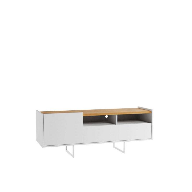 Winston TV Stand for TVs up to 50" White/Cinnamon - Manhattan Comfort: Mid-Century Design, Open & Concealed Shelving