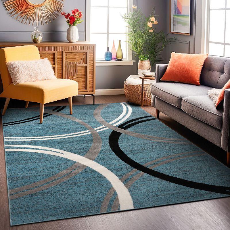 World Rug Gallery Contemporary Abstract Circles Design Blue 6'6" x 9' Area Rug