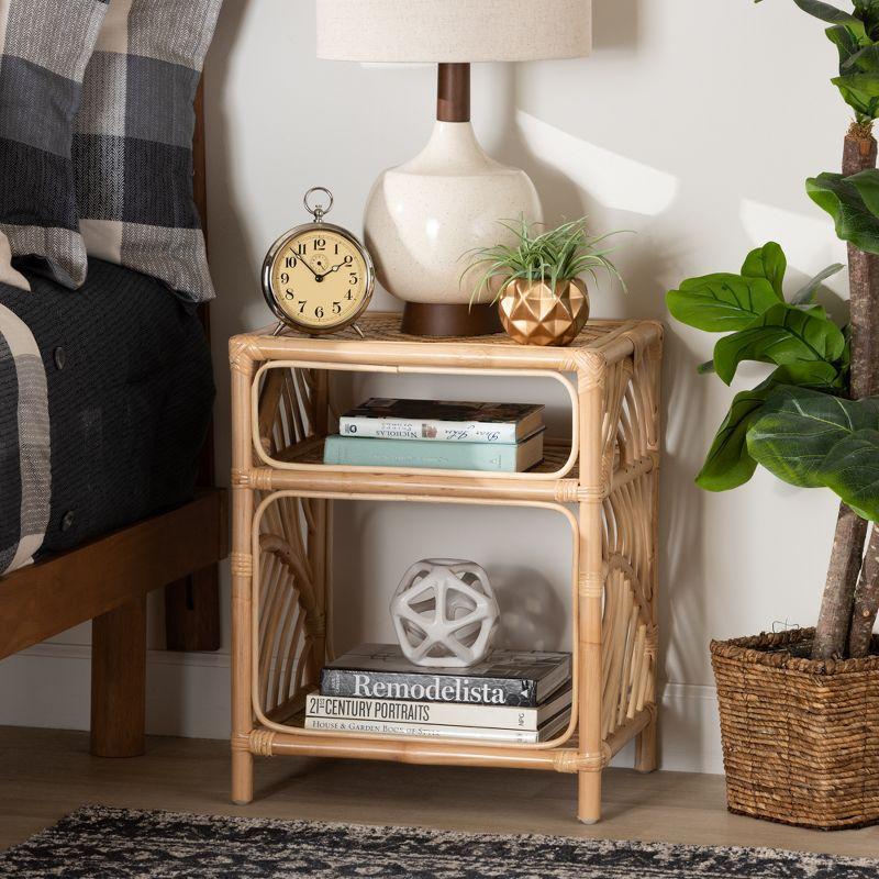 bali & pari Baara Modern Bohemian Natural Brown Rattan Nightstand