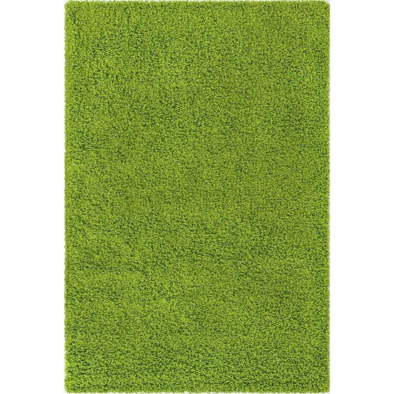 Handmade Green Synthetic Shag Kids' 4' x 6' Rug