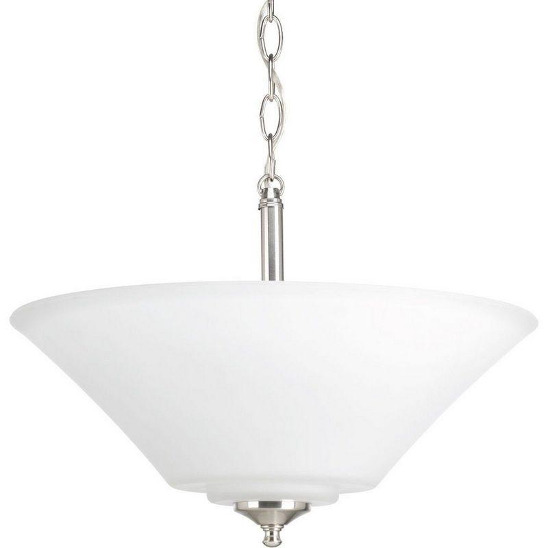 Progress Lighting Joy Collection 3-Light Semi-Flush Fixture, Brushed Nickel, White Etched Glass Shade