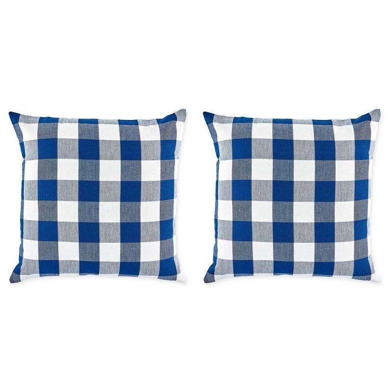 Navy and Off-White Buffalo Check Cotton Pillow Set