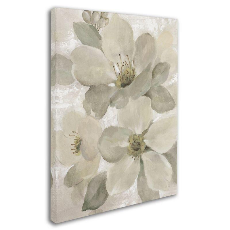 Silvia Vassileva White Floral Canvas Art with Floater Frame