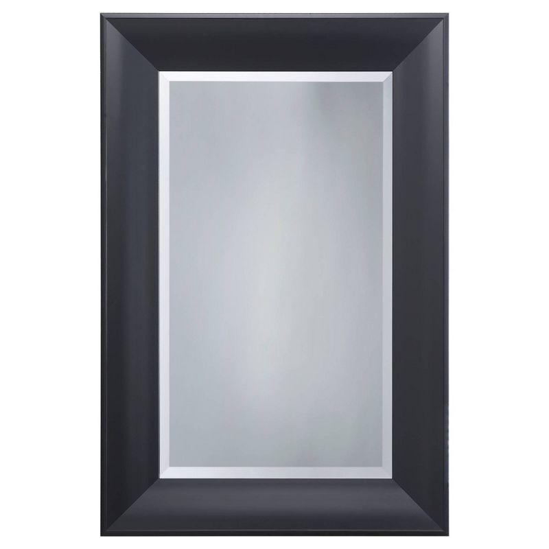 Medium Black Beveled Glass Rectangular Wall Mirror