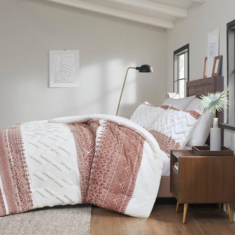 Mila 3 Piece Cotton Comforter Set with Chenille Tufting