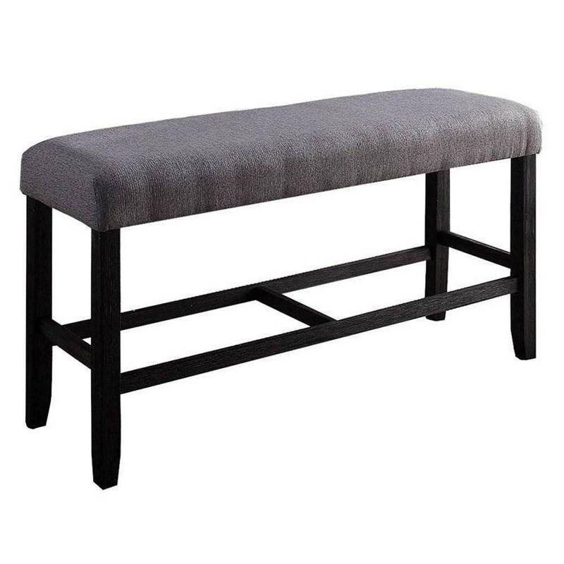 Acme Furniture 48" Yelena Fabric Counter Height Bench Weathered Espresso : Linen Upholstery, Wood Frame