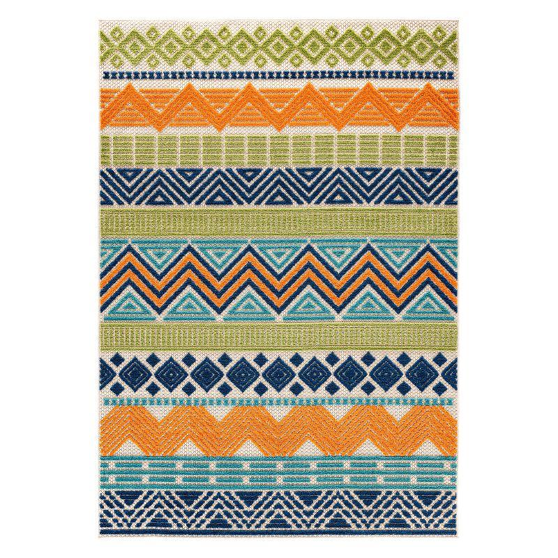 Marbella Multi-Color Boho Geometric Indoor/Outdoor Area Rug