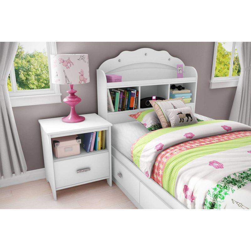 Princess Tiara Twin Platform Bed with 3 Storage Drawers in Pure White