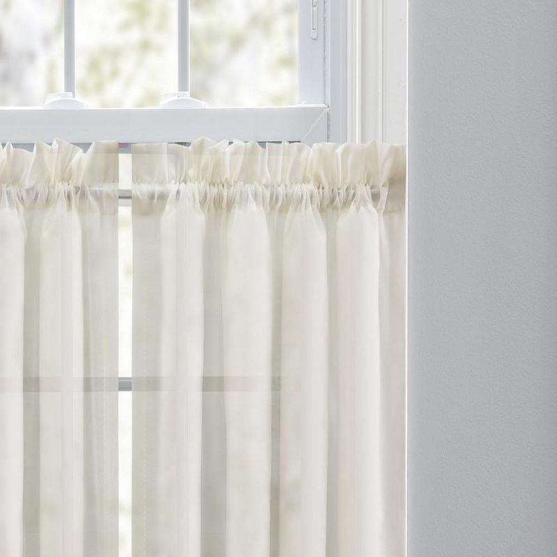 Ellis Curtain Cotton Voile 1.5" Rod Pocket Tailored Tier Pair for Windows Natural