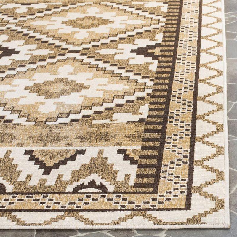 Veranda VER096 Power Loomed Indoor and Outdoor Area Rug - Creme/Brown - 4'x5'7" - Safavieh.