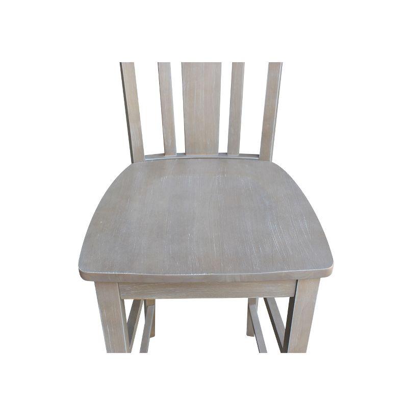 Elegant Washed Gray Taupe Solid Wood Bar Stool, 29.92" Seat Height