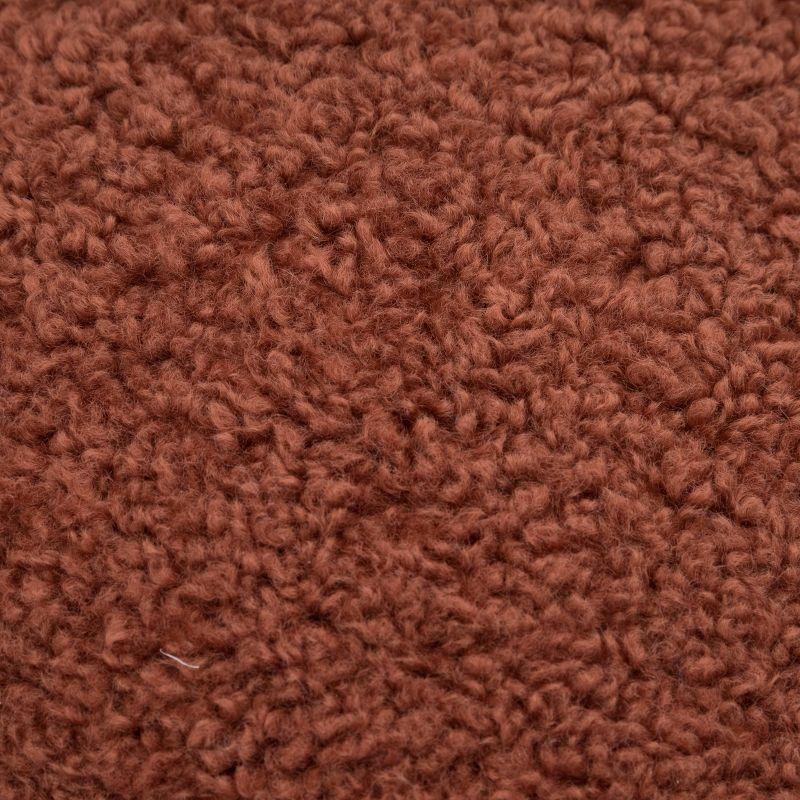 Copper Brown Faux Shearling Square Throw Pillow