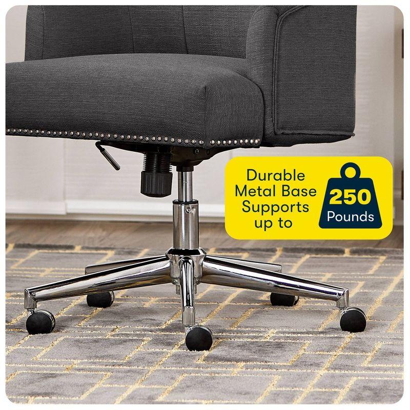 Style Leighton Home Office Chair Inviting Graphite - Serta: Mid-Back, Twill Fabric, Adjustable