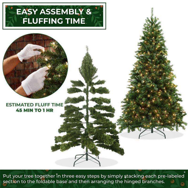 Casafield Realistic Pre-Lit Green Spruce Artificial Holiday Christmas Tree with Sturdy Metal Stand