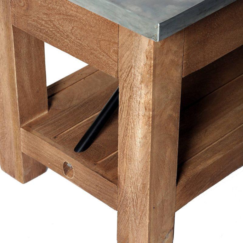 Alaterre Furniture Millwork Bench with Shelf Wood and Zinc Silver/Light Amber: Mid-Century Modern, 300 lbs Capacity