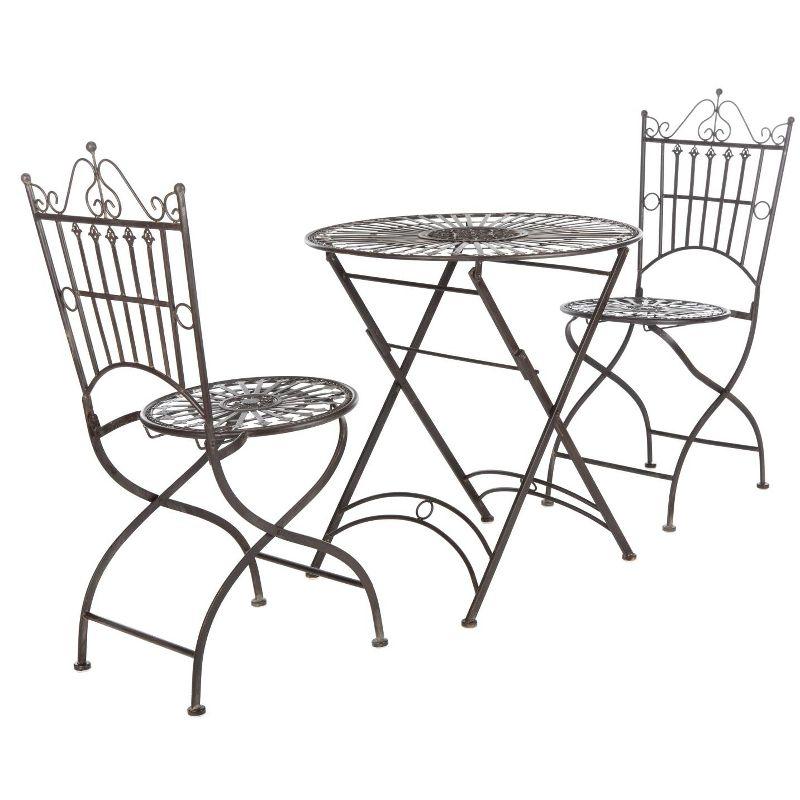 Belen Bistro Set, One Table And Two Chairs - Outdoor - PAT5020 - Unearthed Rust - Safavieh