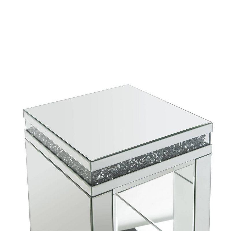 16" Noralie Tempered Glass Mirrored Accent Table Faux Diamonds - Acme Furniture