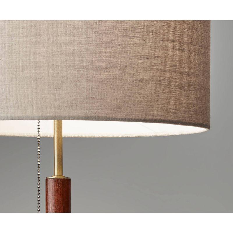 Hamilton 26.25'' White Linen Shade Table Lamp with Walnut Wood Body