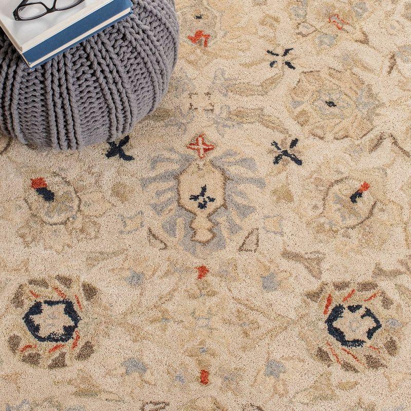 Anatolia AN569 Hand Tufted Area Rug  - Natural/Soft Turquoise - 6' Round - Safavieh.