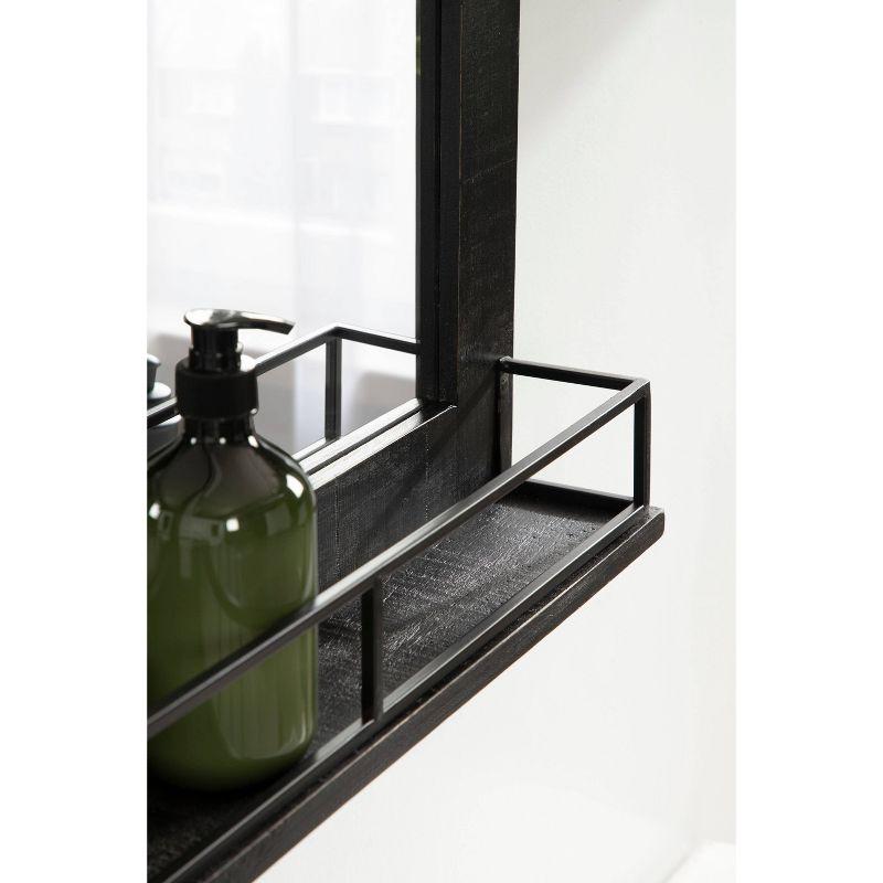 24" x 31" Cates Framed Wall Mirror with Shelf Black - Kate & Laurel All Things Decor: Modern Rectangular, No Assembly Required