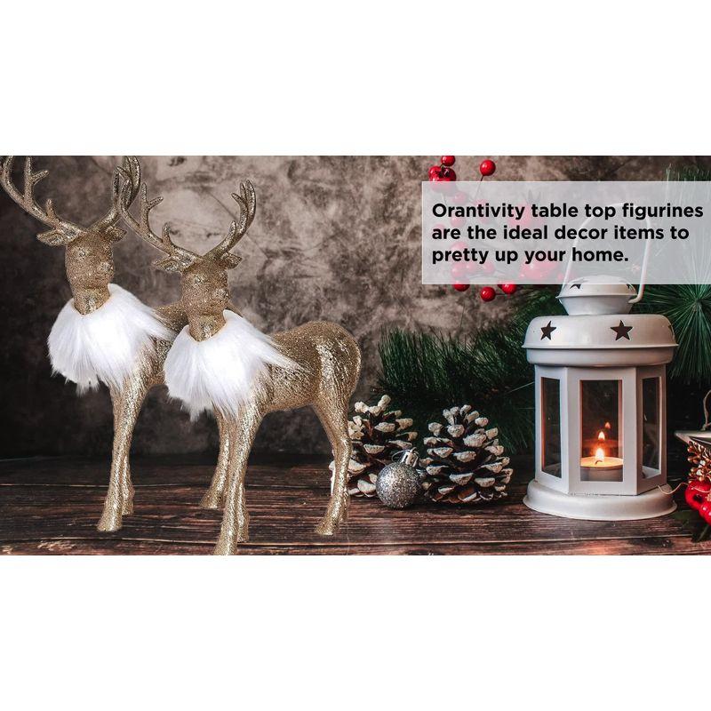 Ornativity Glitter Christmas Reindeer Figurines-  Silver - Pack of 2