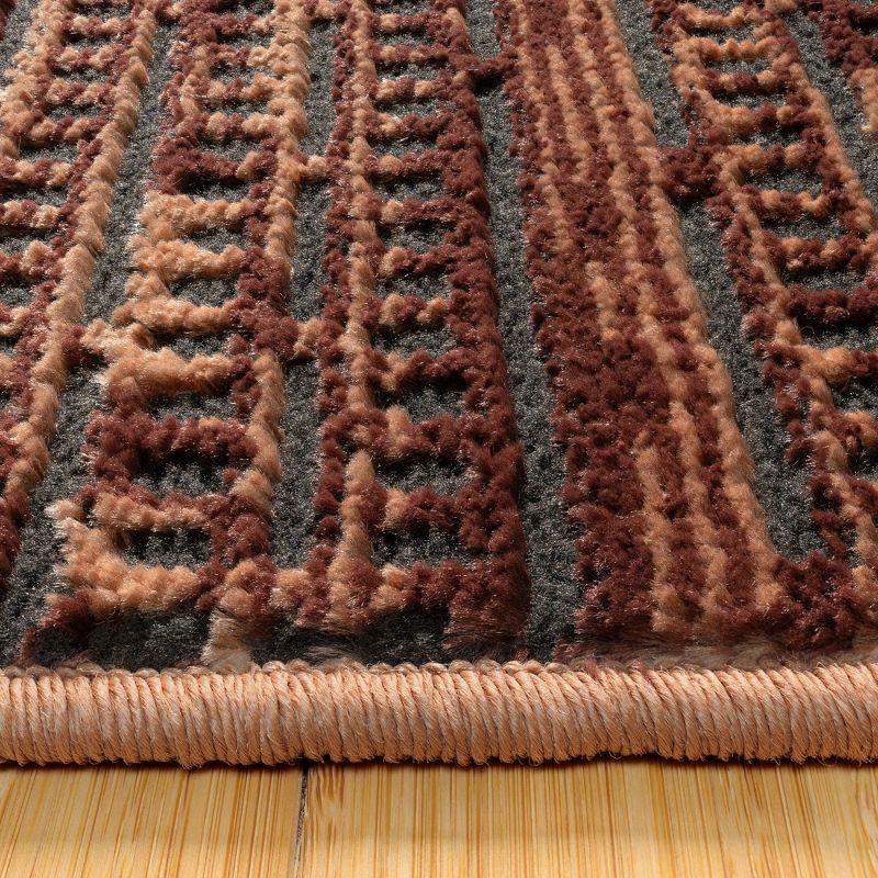 Missha Dario Modern Striped Brown Tan Polyester High-Low Indoor Area Rug