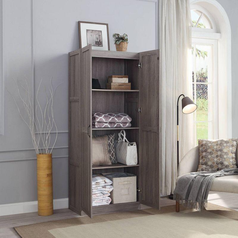Hopkins Modern 4 Shelf Storage Closet Gray - Manhattan Comfort: MDF Wooden, 2-Door, Divided Storage Cabinet