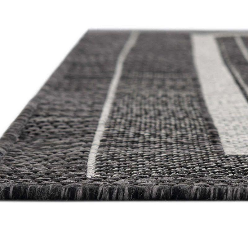 Sophisticated Square Black & Beige Outdoor Rug, Easy-Care & Stain-Resistant