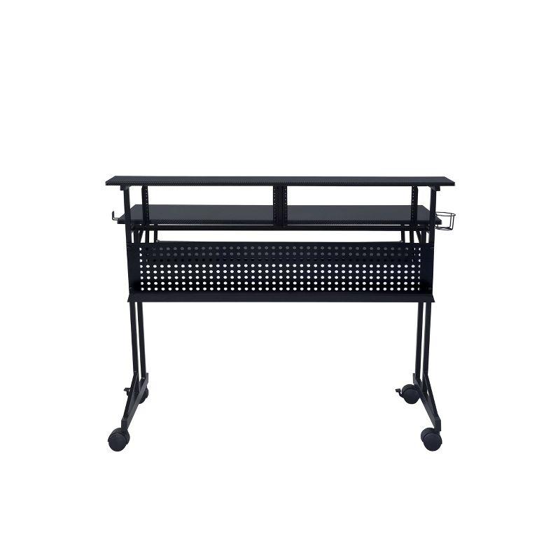 Acme Furniture Suitor Computer Desk Black: 38" Height, Metal Frame, Veneer Surface, Hutch Storage