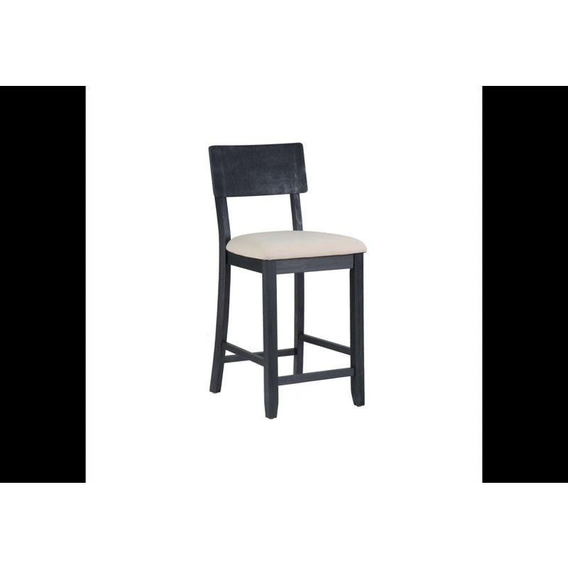 Gray Wood Backless Counter Stool with Padded Seat