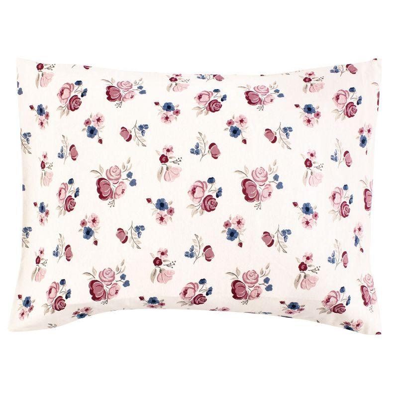 Hudson Baby Infant Girl Cotton Toddler Pillow Case, Dusty Rose Floral, One Size
