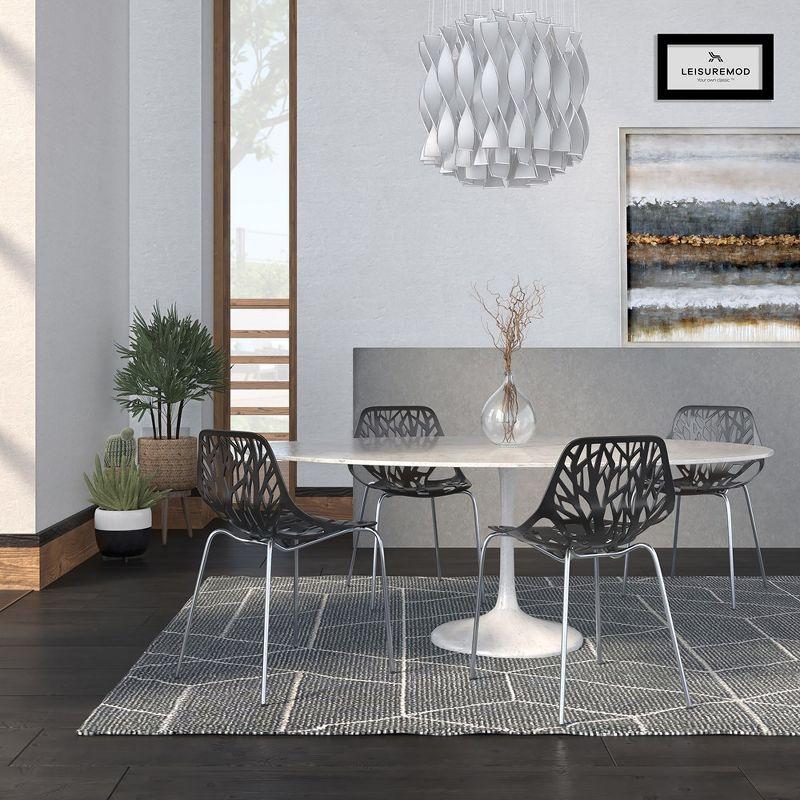 LeisureMod Asbury Stackable Dining Chair, Set of 4 - Black